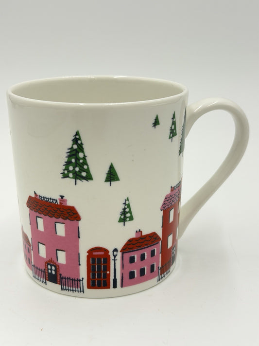 Rare Kate Spade New York Lenox Porcelain Arbor Village Christmas Coffee Mug 3.2”