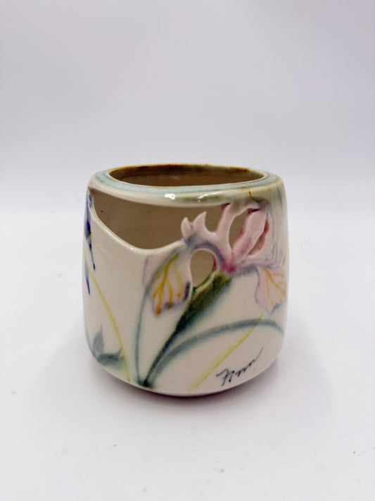 Vintage Robert Finn Studio Art Pottery California Pierced Floral Vase 3.5”