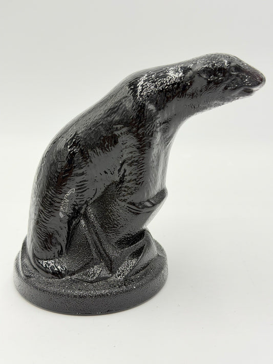 Vtg Summit Art Glass Company  Polar Bear Black Figurine 1972 Rare