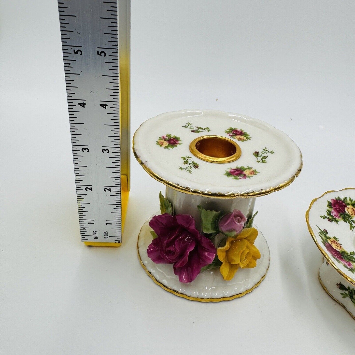 Royal Albert Old Country Roses Porcelain Candle Holders Set Christmas Decor