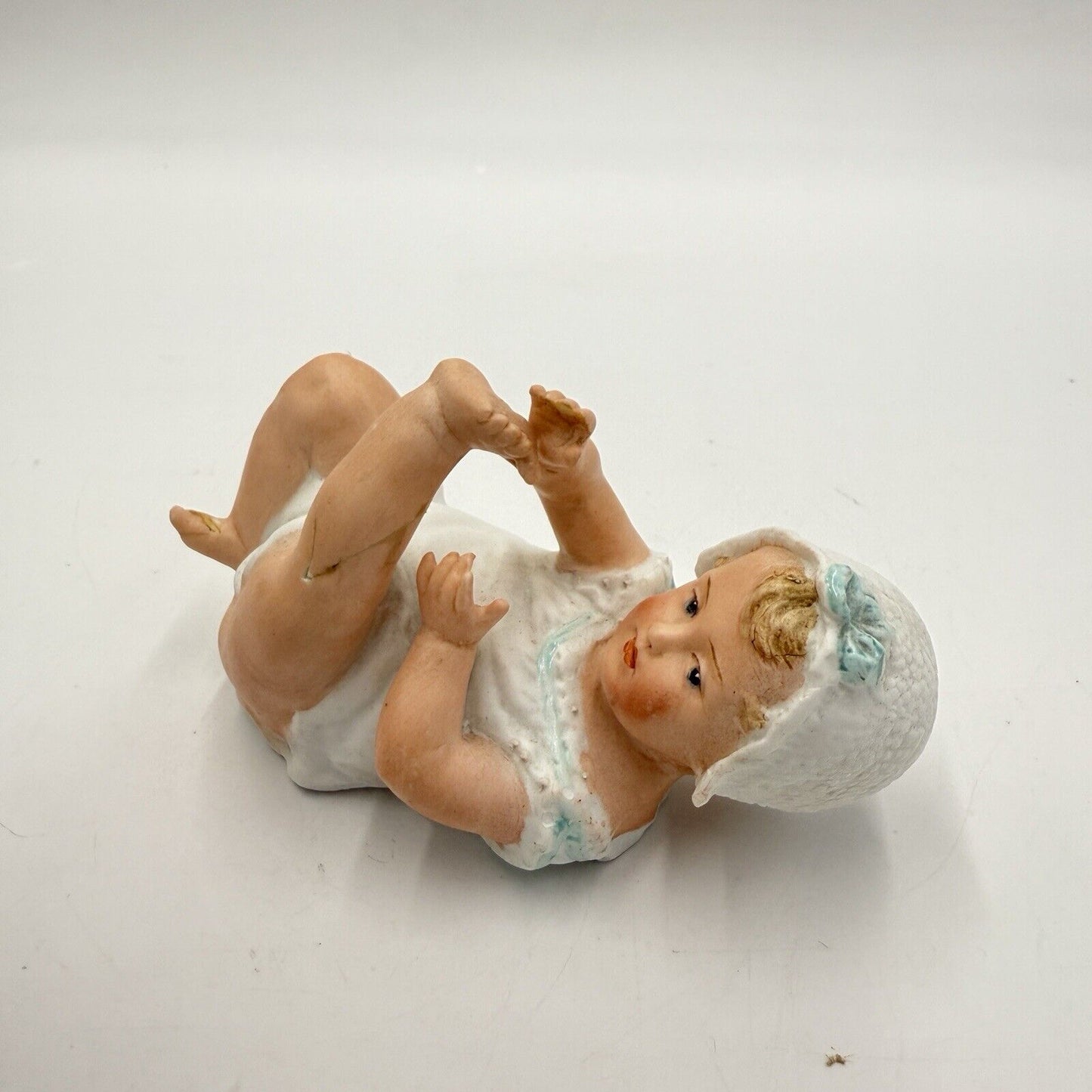 Antique Gebruder Heubach-German Porcelain Bisque-Lying On Back Baby Repaired