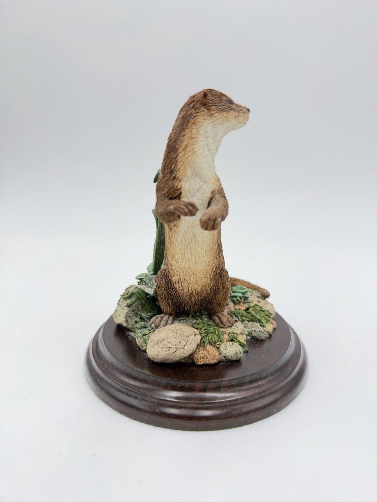Royal Doulton Otter Figurine on Wooden Stand 1991 Signed K Sherwin England