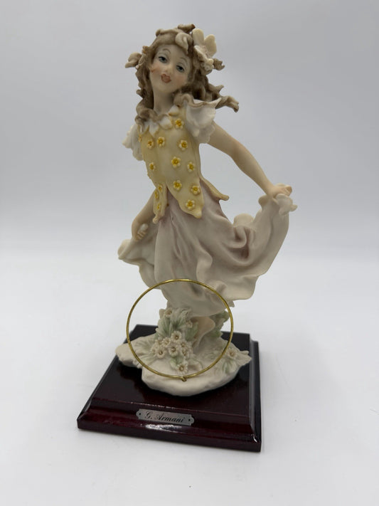 Giuseppe Armani Florence Figurine Girl with Hoop Vintage 1986 Made in Italy 9"