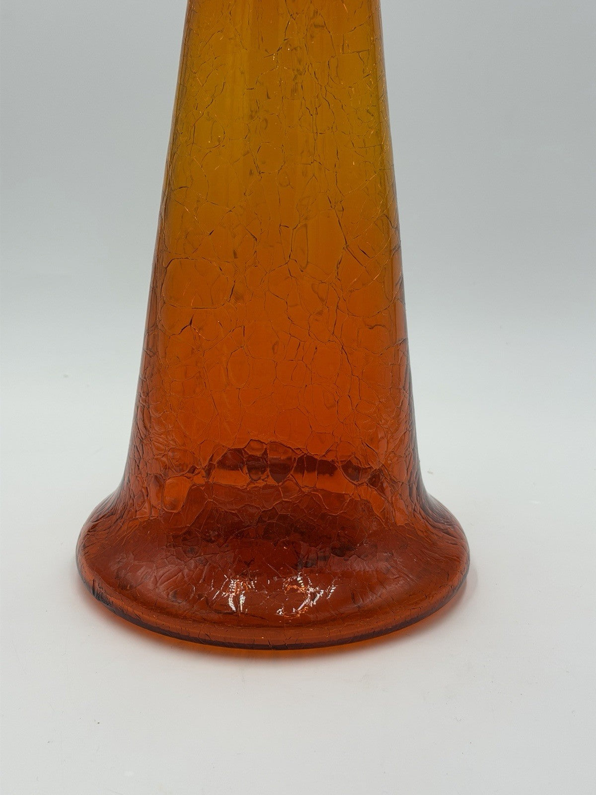 MCM Blenko #6029 Art Glass Crackle Amberina 17” Large Decanter No Stopper