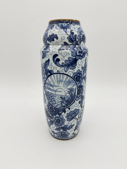 Antique Royal Bonn Franz Anton Mehlem Tokyo White/blue 10” Vase Porcelain German