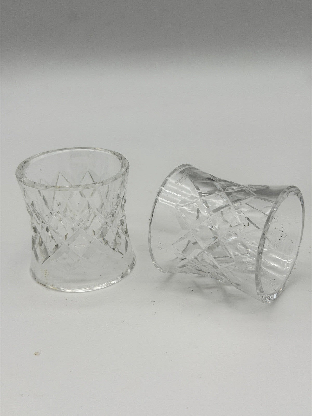 Waterford Ireland Crystal COMERAG DIAMOND CUT NAPKIN RINGS HOLDERS Set of 2