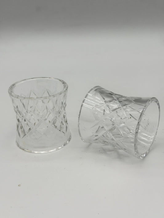 Waterford Ireland Crystal COMERAG DIAMOND CUT NAPKIN RINGS HOLDERS Set of 2