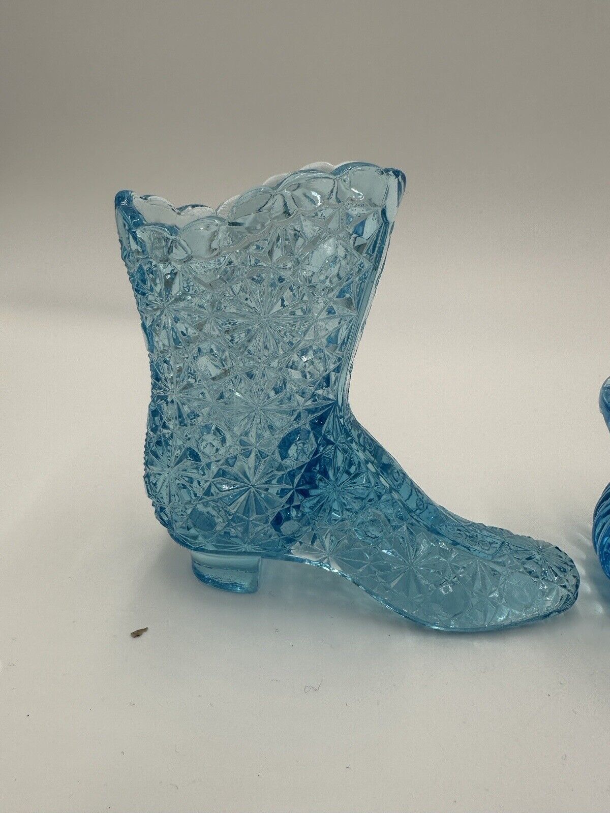 Fenton Victorian Shoes Set of 3 Mini Vase Vintage Aqua Blue Art Glass