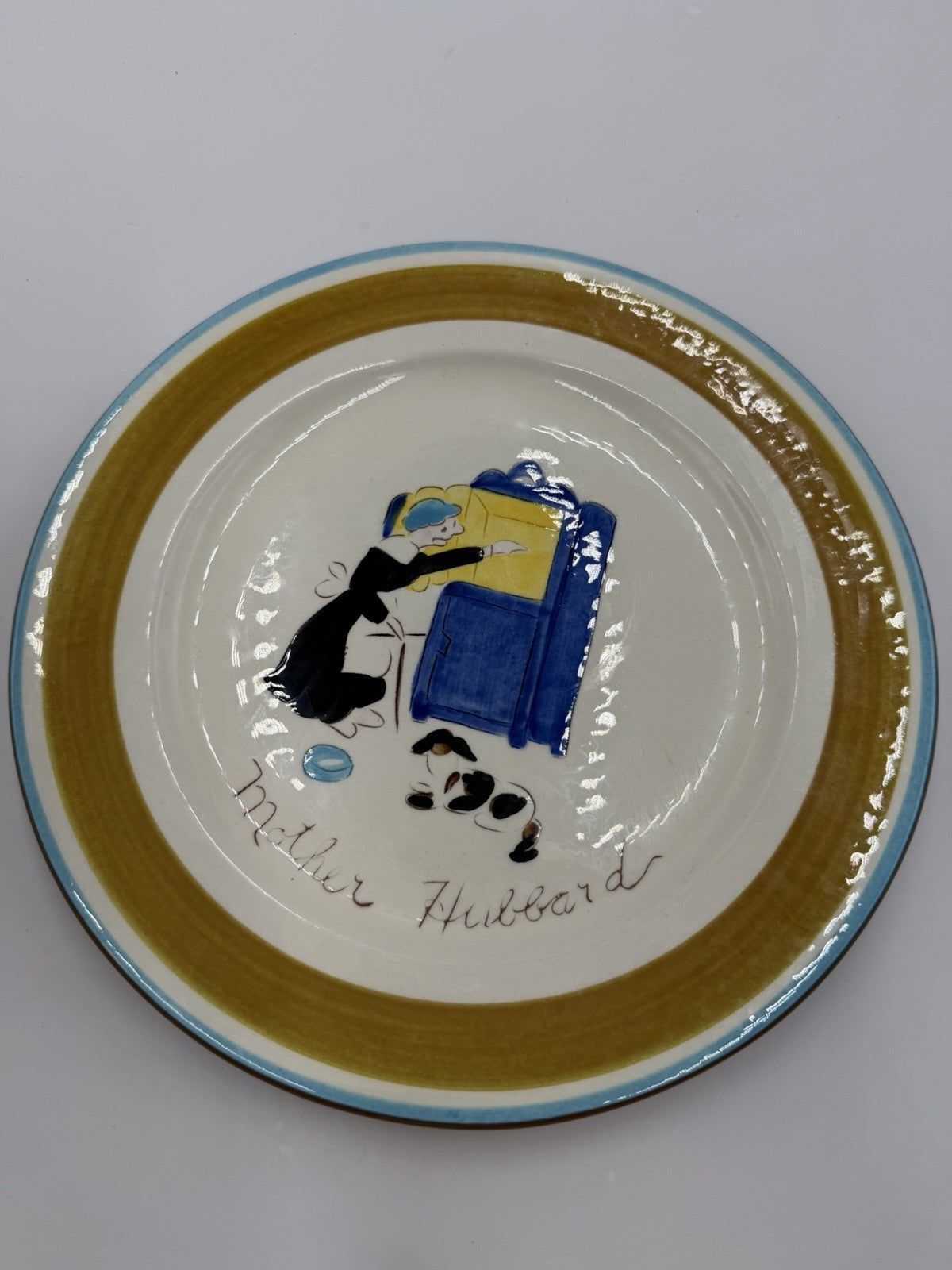 1960's Stangl Pottery kiddieware dinner plate & Bowl MOTHER HUBBARD Painted