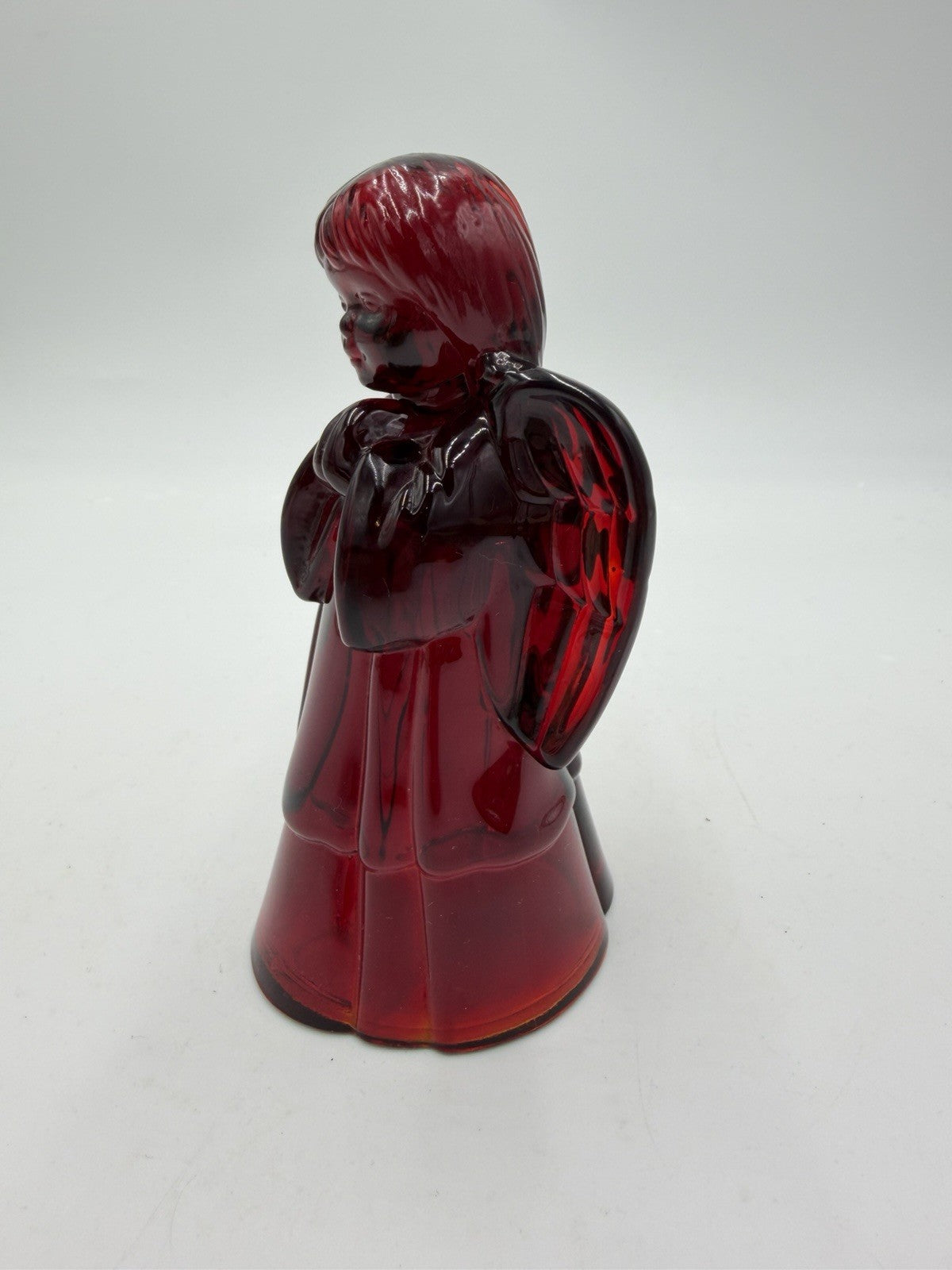 Fenton Art Glass USA Ruby Red Praying Angel Figurine 5.5” Rare Vintage