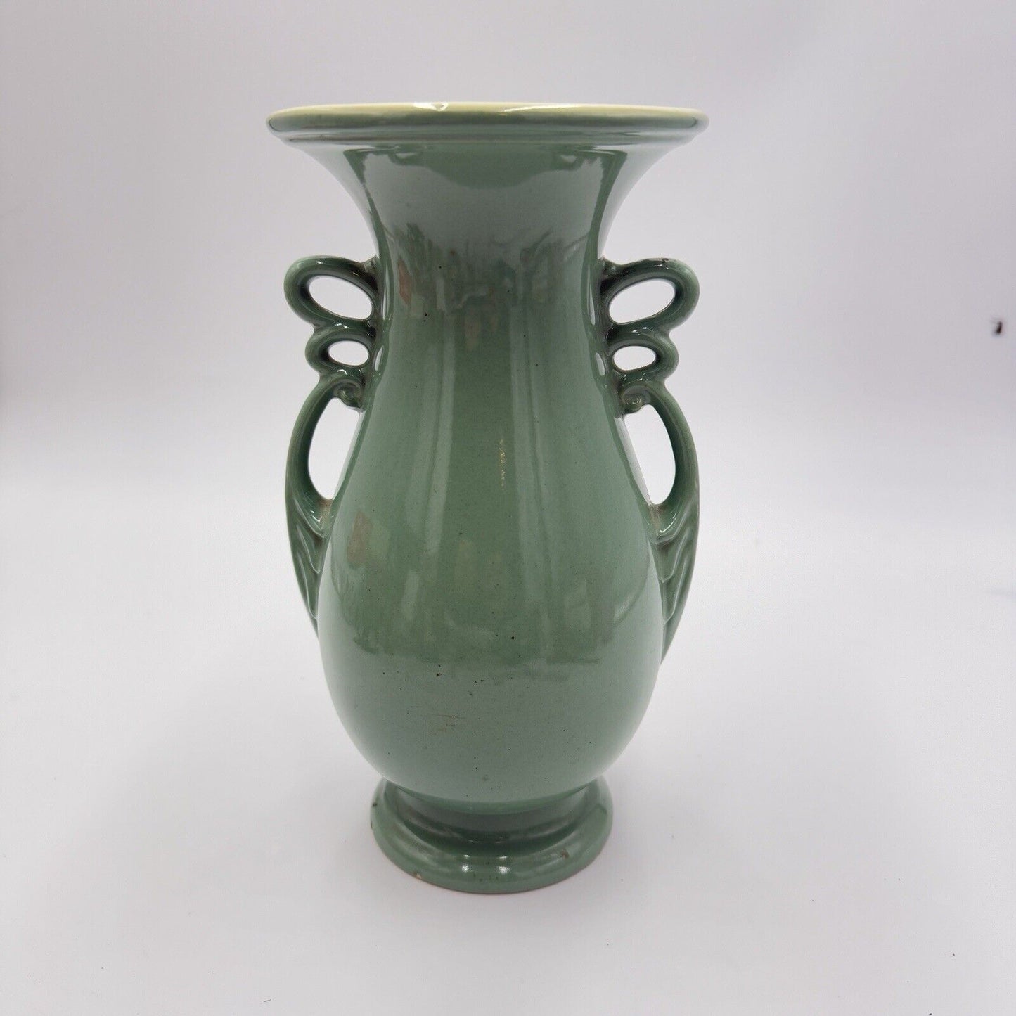 Abingdon USA Pottery 1930's Celadon Green Double Handled Vase #535 Large Rare