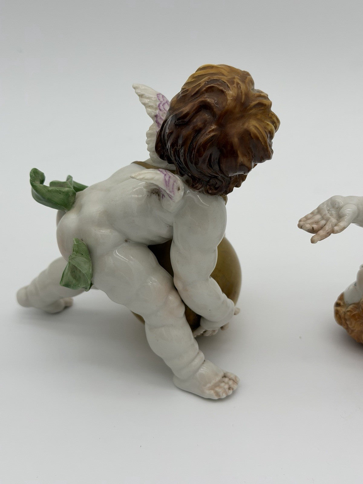 1940’s Algora Spain Porcelain Art Nouveau Playful Cherub Angels Figurines Gold