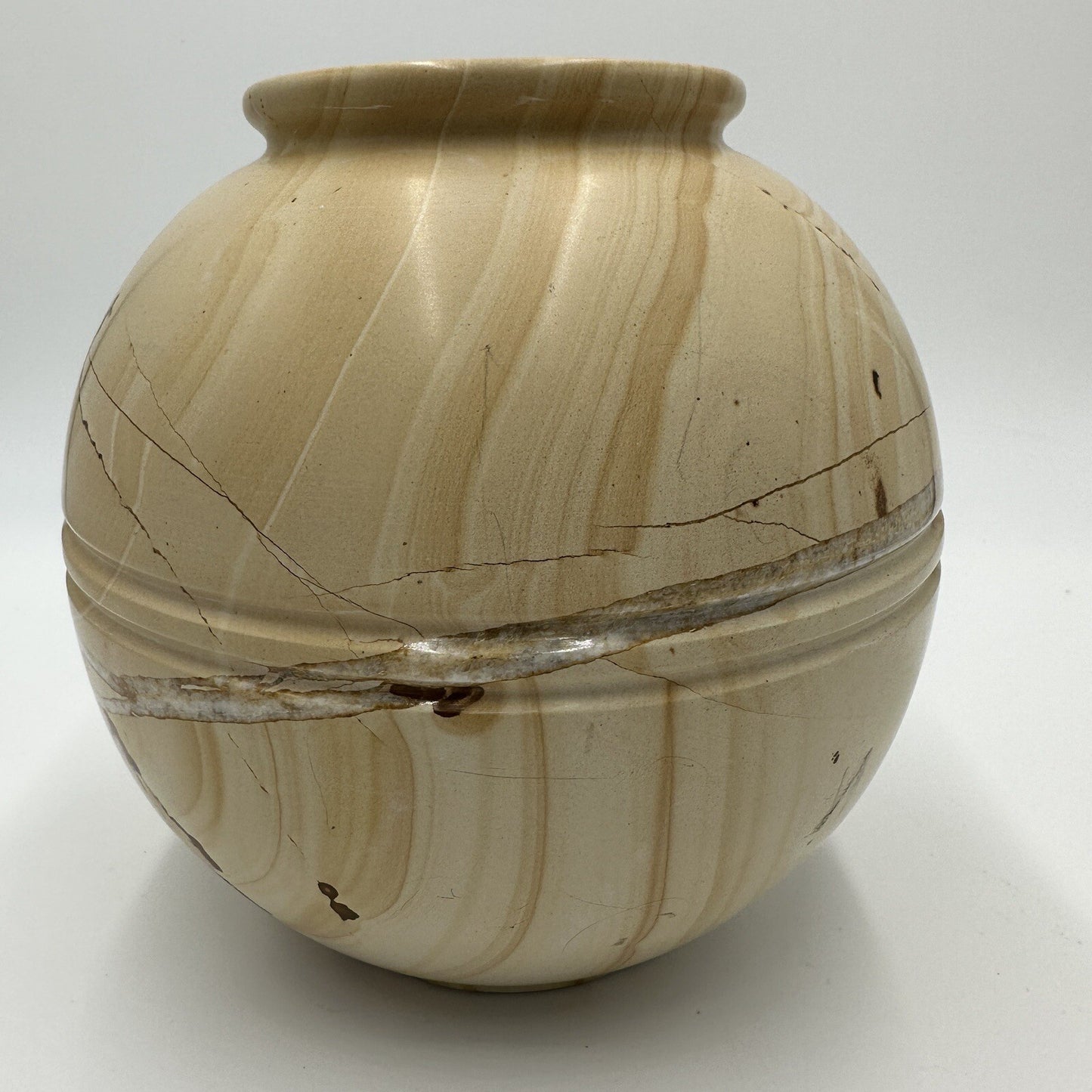 Sedlak Marble Vase Urn USA Crackled Design Stone Heavy Home Decor Interior
