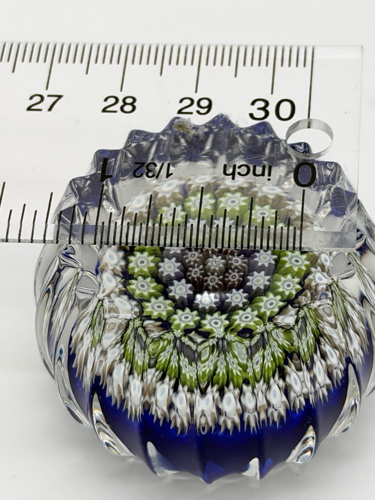 Vtg Perthshire Art Glass Paperweights Crieff Scotland Glass Millefiori 1” Blue