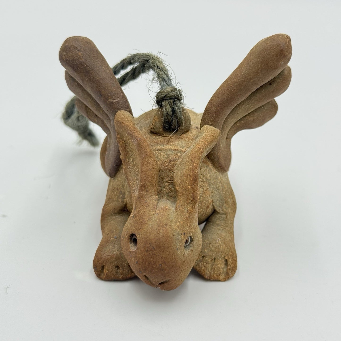 Signed Studio Art Pottery Bunny Angel Wings Ornament