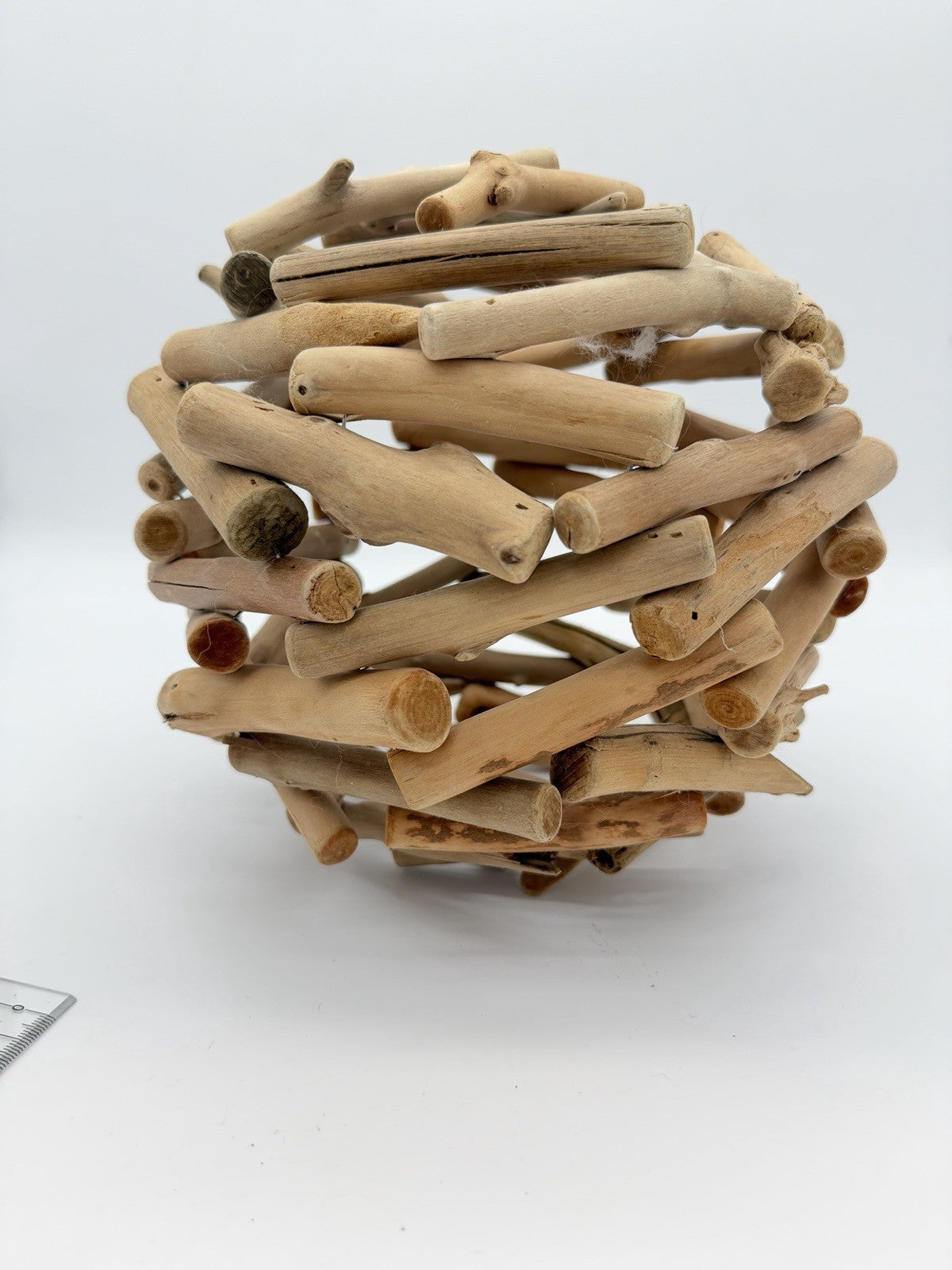 Folk Art rustic nautical decor  9-inch driftwood ball Wood Art Craft