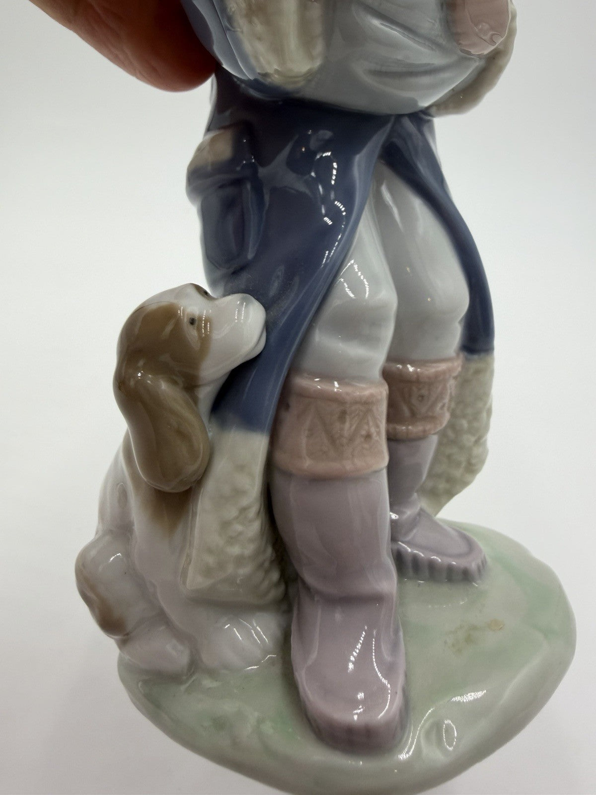LLADRO Spain Porcelain Friday’s Child Figurine Retired #6019 Boy Puppies Dogs
