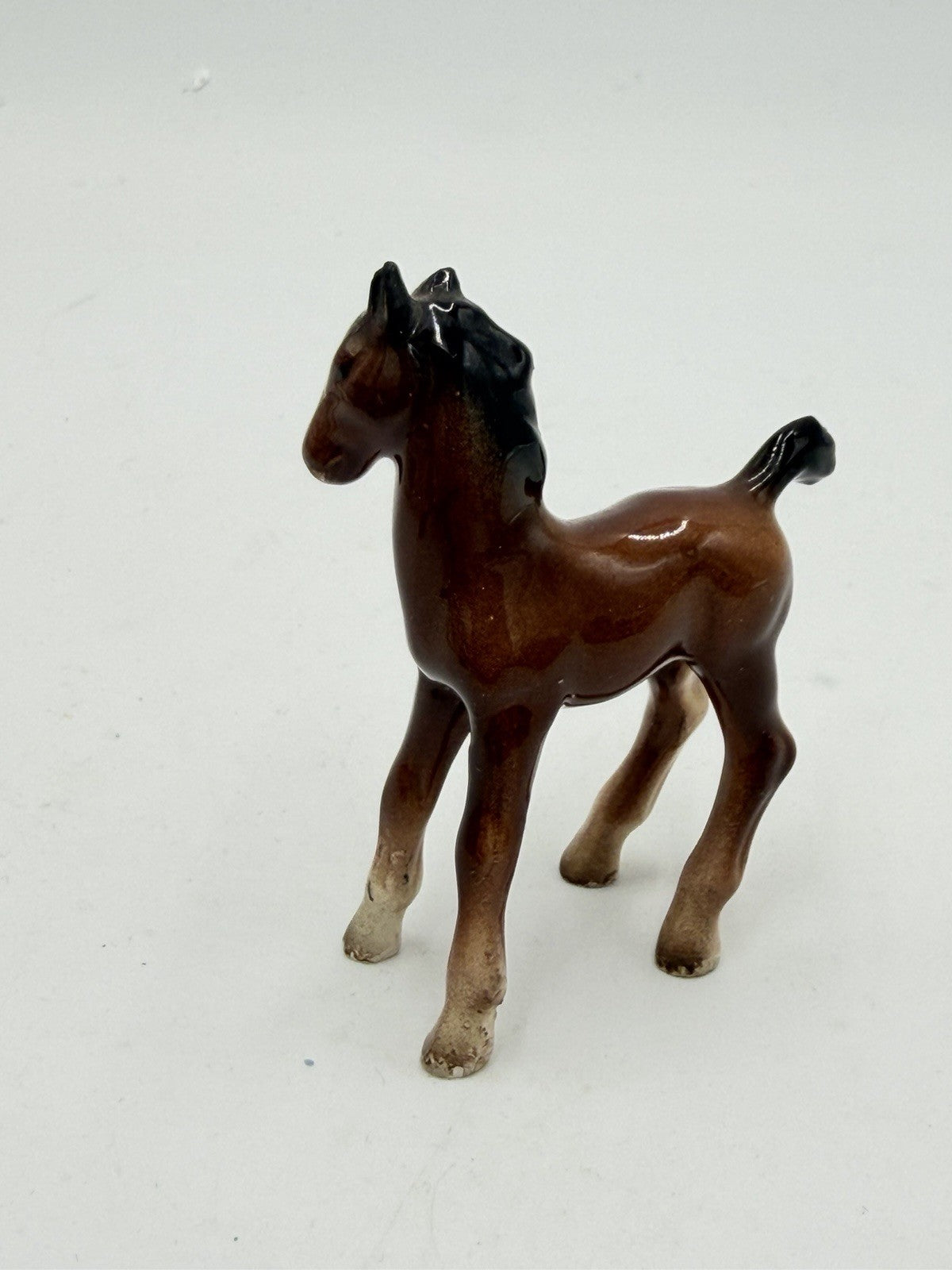 Vintage Hertwig Painted Porcelain Foal Horse Figurine Germany 3”H Glossy Rare