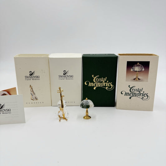 Swarovski Crystal Memories Classics Violin & Lamp Figurines Mini Austria