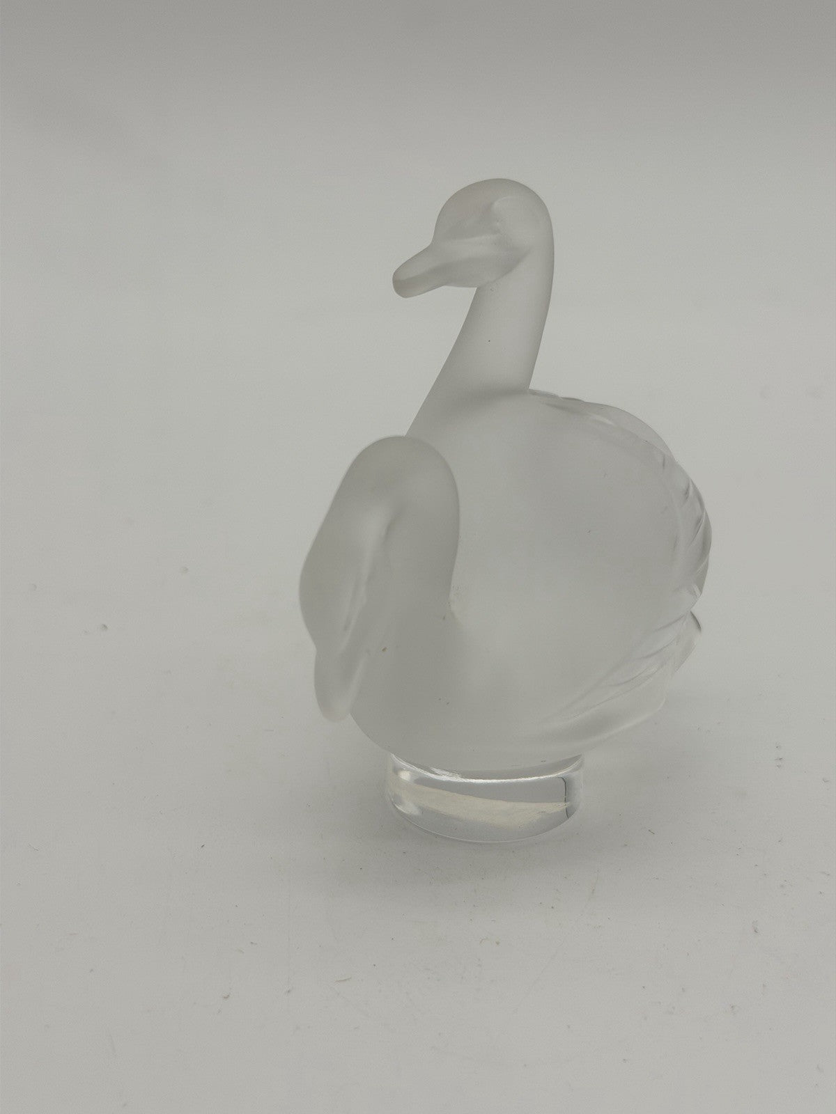 Lalique France Crystal Frosted Pair Of Swans 3” Figurine Signed Vintage French