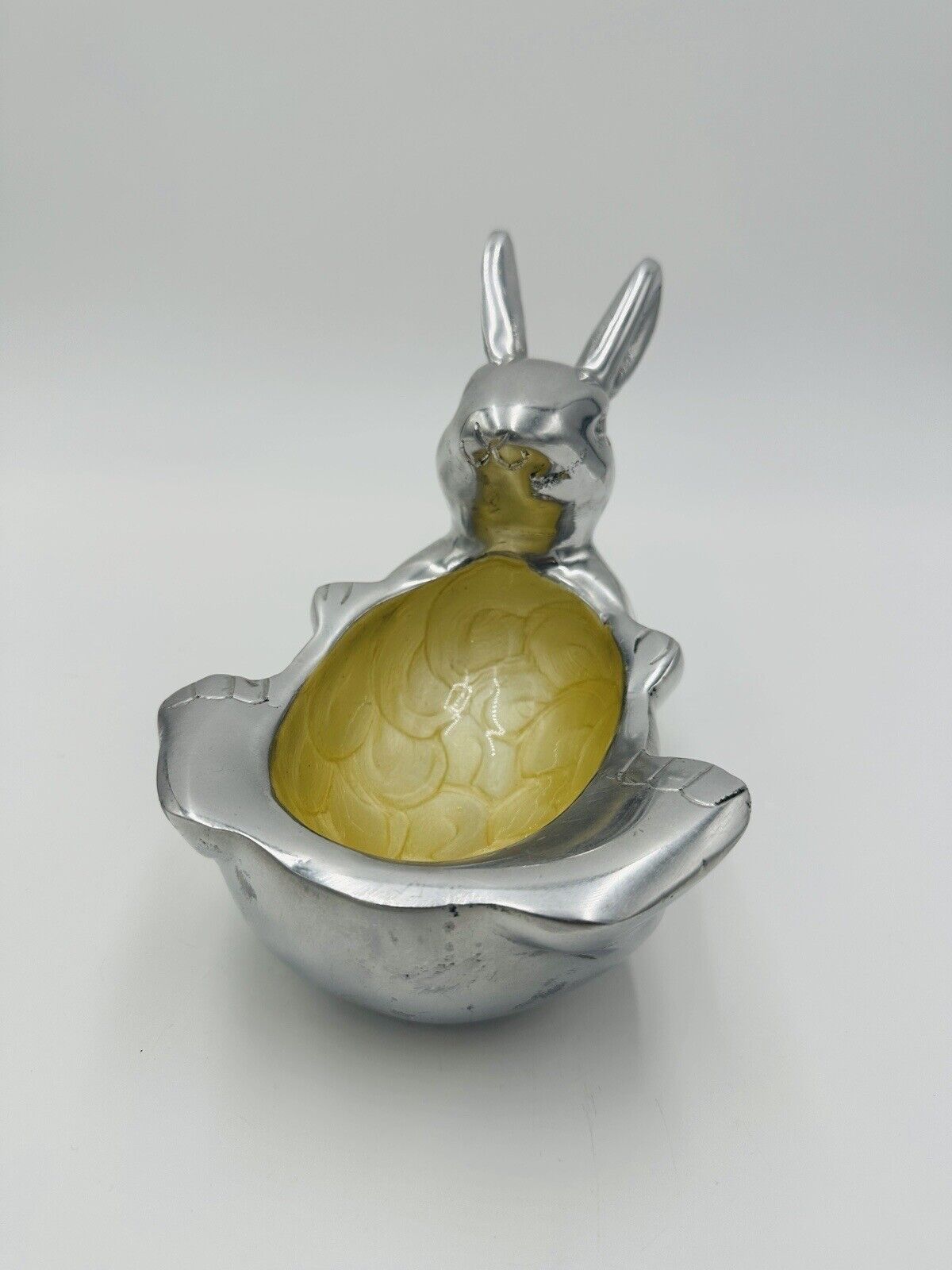 Bunny Rabbit Enameled Aluminum Easter Bowl Candy Nut  9in x 6in Seasonal Decor