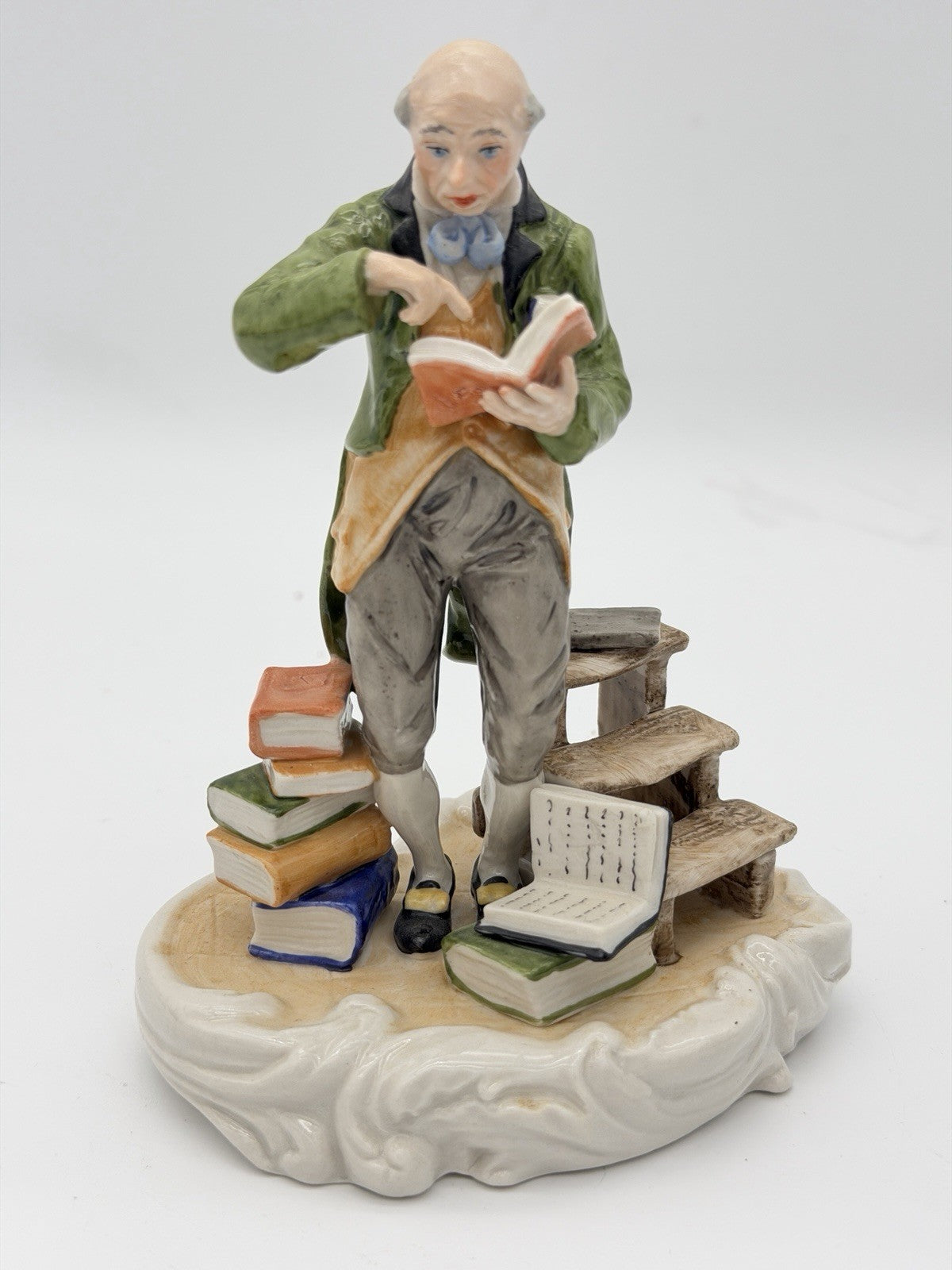 MV Mueller & Co Volkstedt 1907 Porcelain Germany Victorian Librarian Figurine