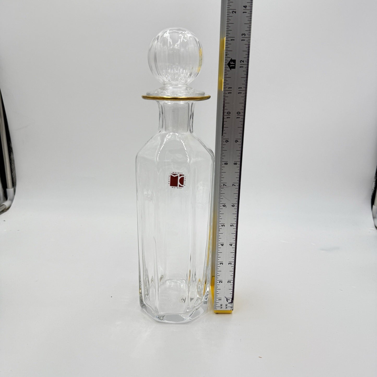 Carlo Moretti Murano Vetri #100 Decanter Stopper Rare Italy Gold Rim Art Glass