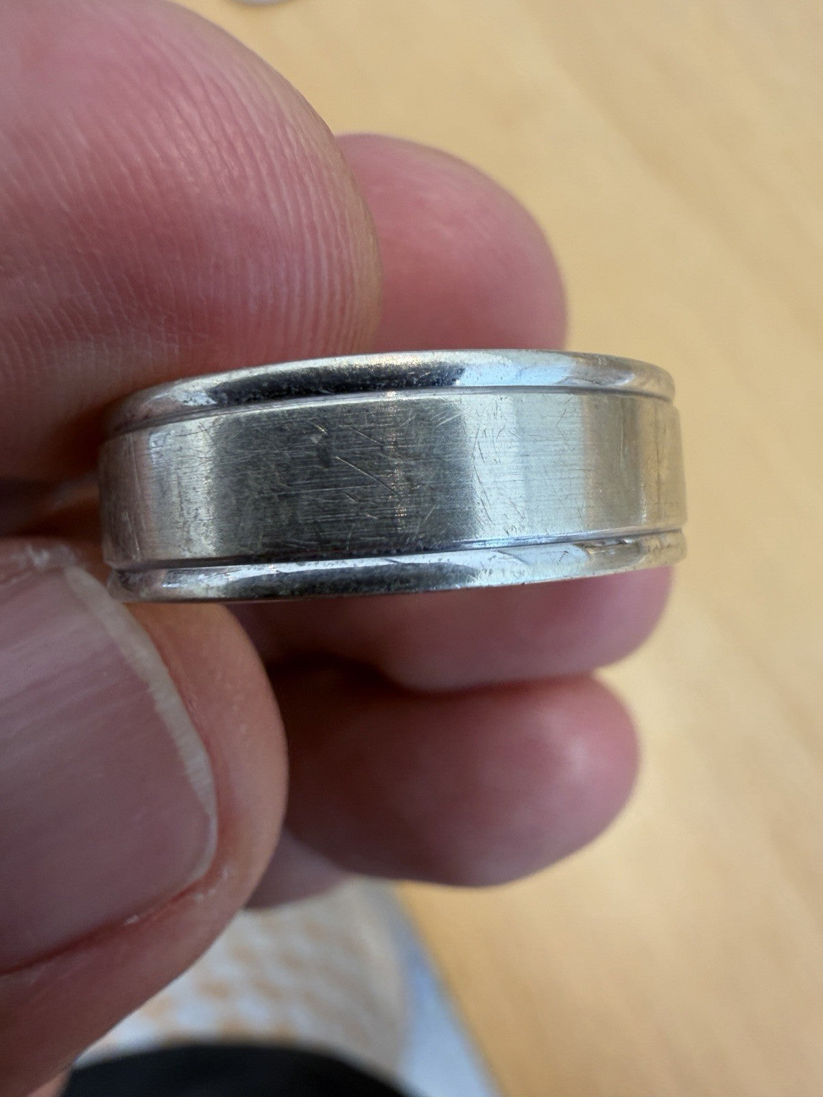 10k White Gold Men Size 9 Wedding Band Wide 6mm People’s Jewelry Store 4.3g