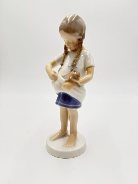 B&G Bing Grondahl Denmark Little Mother Girl Cat 1958-62 Porcelain Figurine 1779