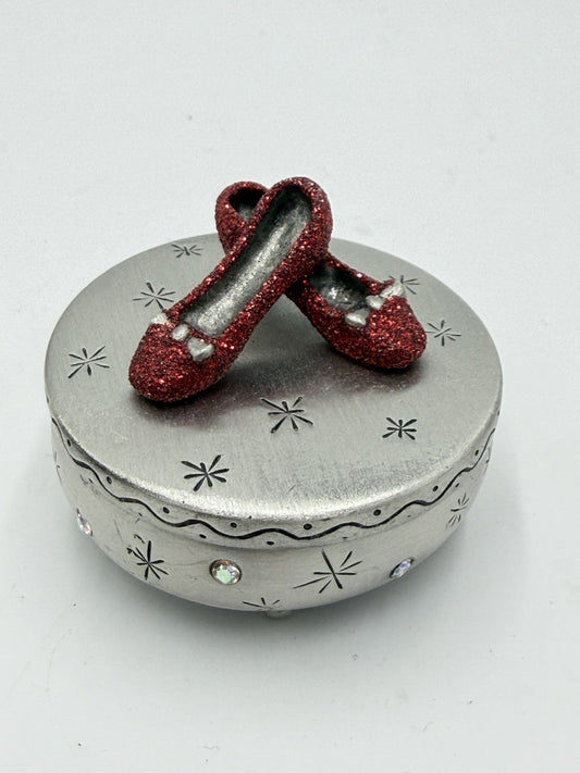 Wizard Of Oz Pewter Dorothy Red Slippers Jewelry Box 1.5”Hx2”W No Place Like Hom