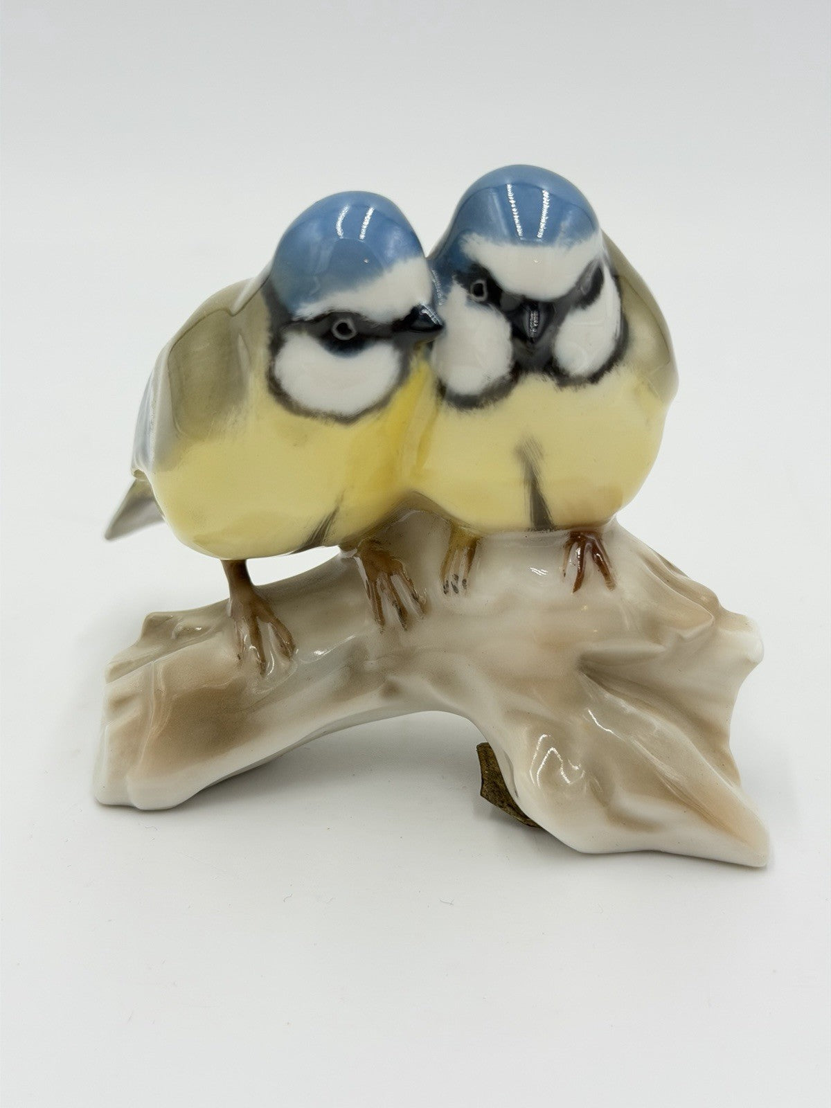 Hutschenreuther Germany Porcelain Blue Titmouse Birds Figurine 3.5”Vtg