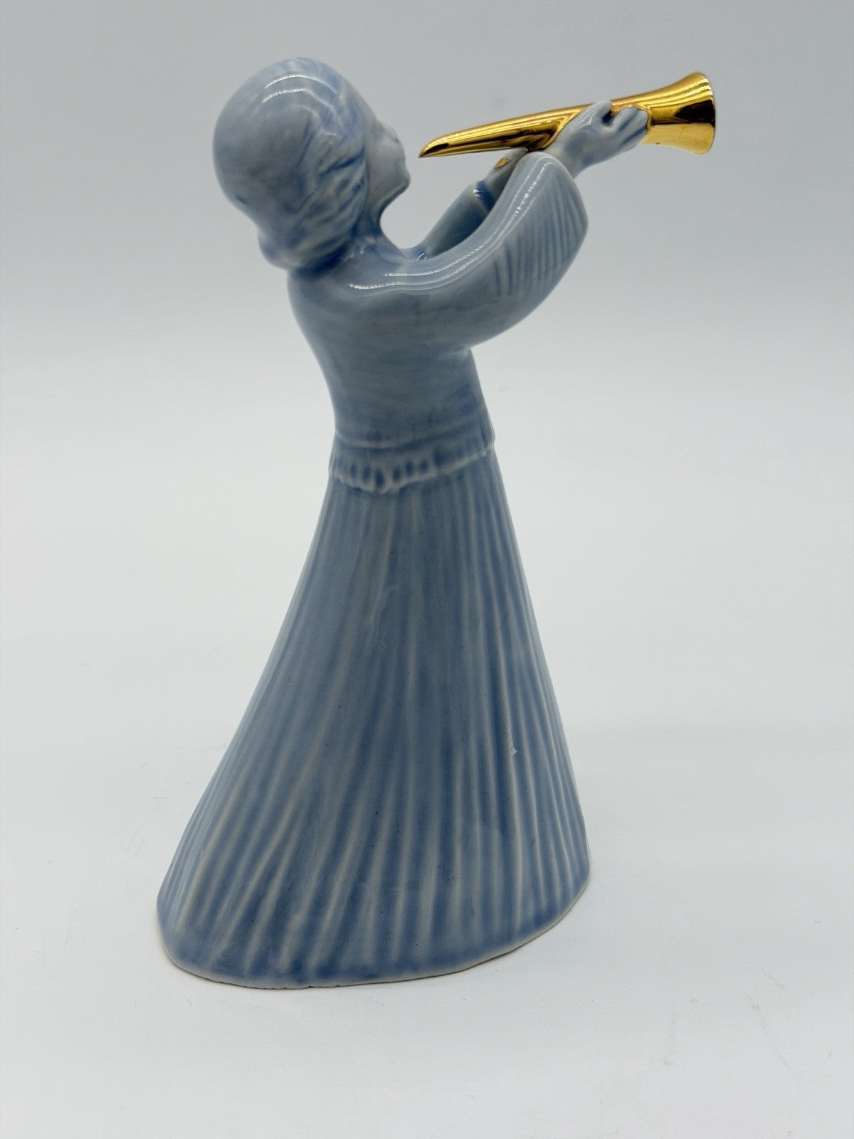 Vtg Agostinelli Italy Art Pottery Porcelain Blue Angel Cherub Painted Figurine