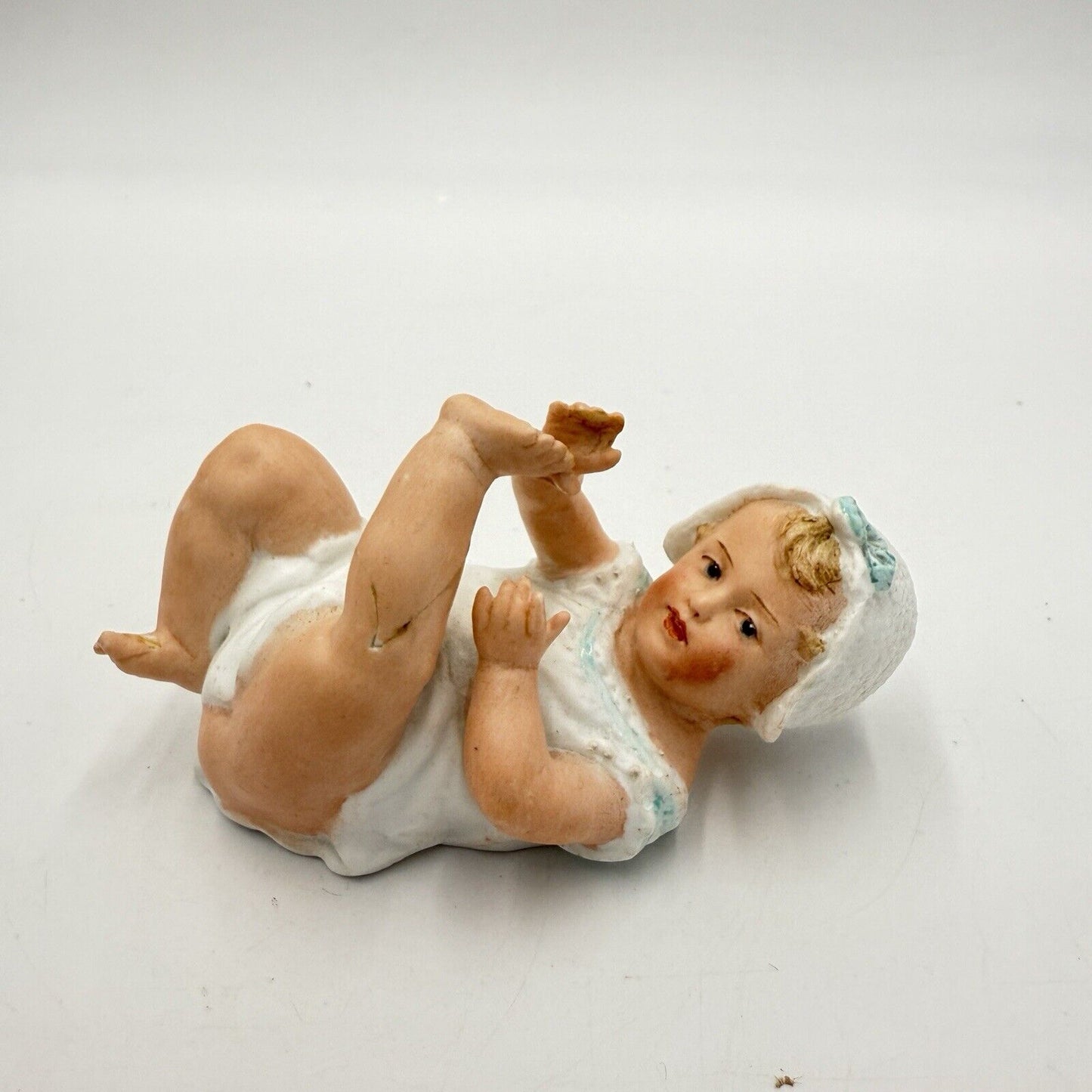 Antique Gebruder Heubach-German Porcelain Bisque-Lying On Back Baby Repaired