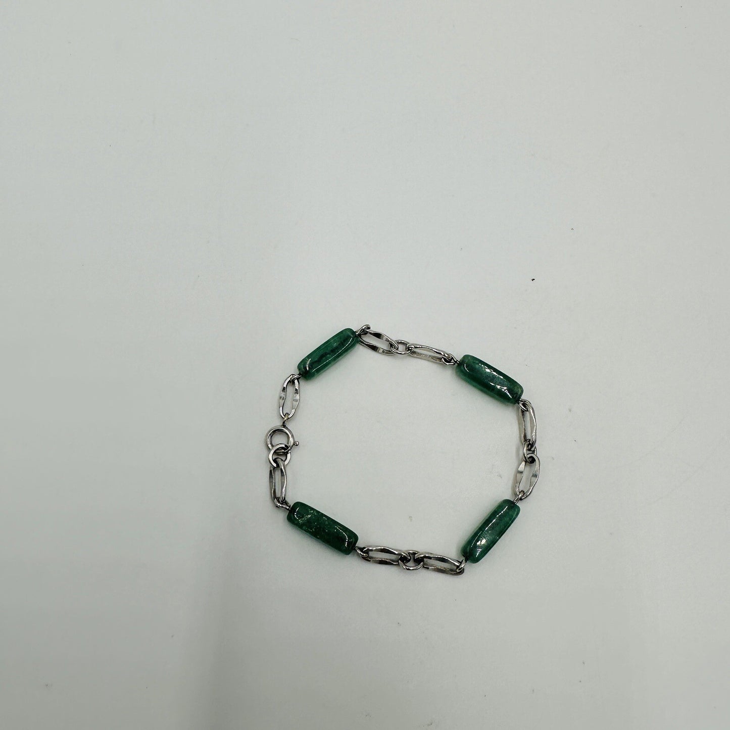 Krementz Bracelet Women's Jewelry Sterling Silver Green Glass Jade Vintage Mark