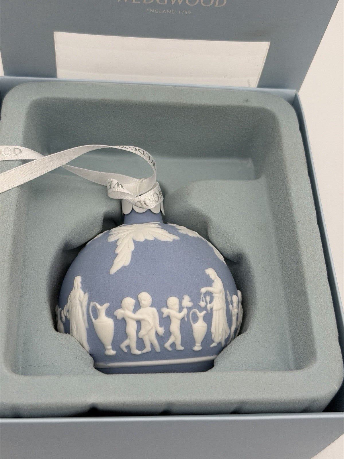 Wedgwood England Blue & White Jasperware Ornament Women &Children Cherubs