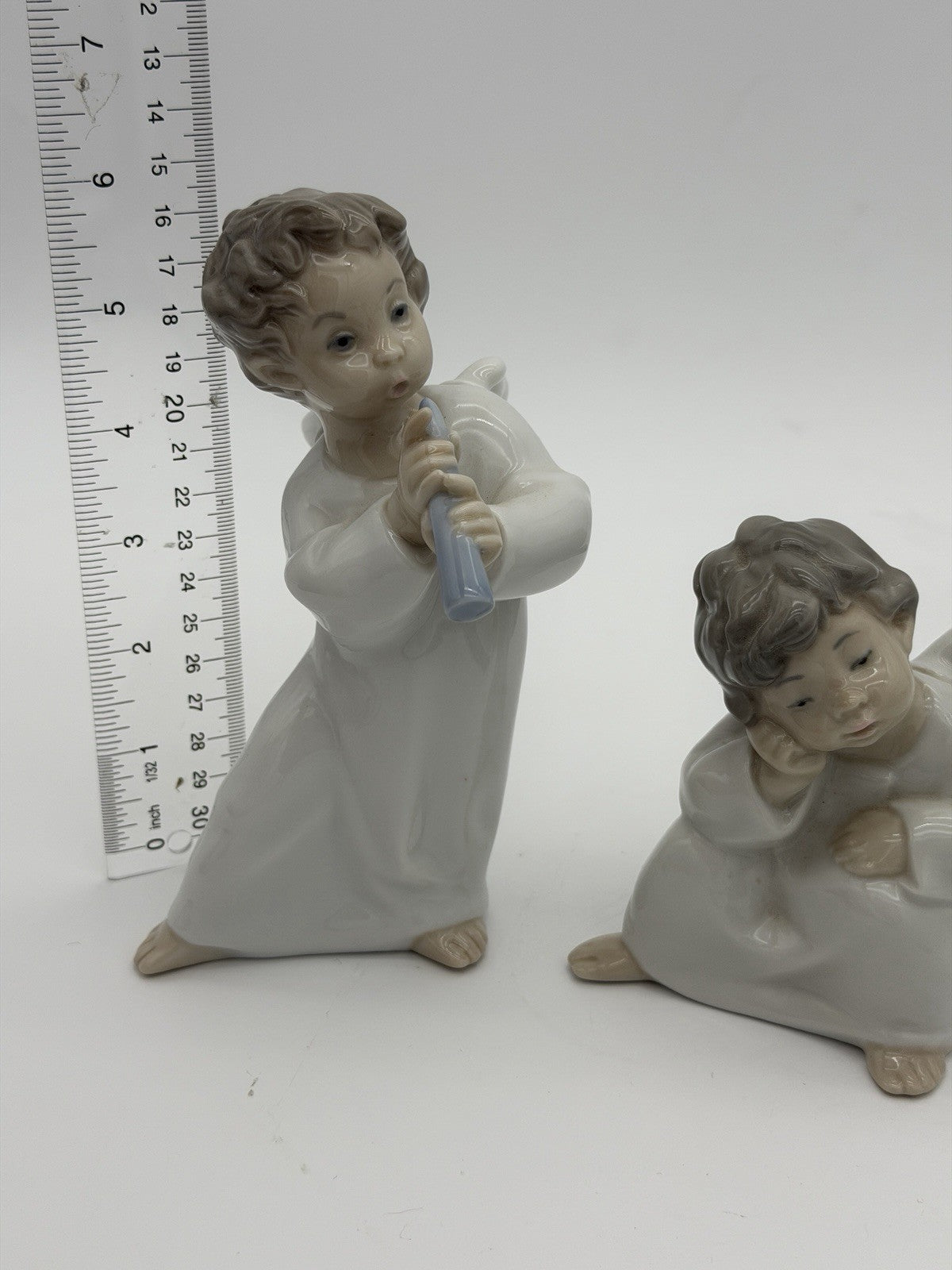 Lladro Spain Porcelain Vintage Angels Cherubs Musician Figurines 6 “& 4” Retired