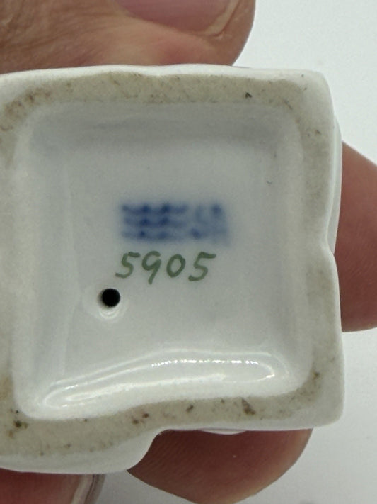 Rare Royal Copenhagen Denmark Porcelain White Mouse On Sugar Cube 1.2” Figurine