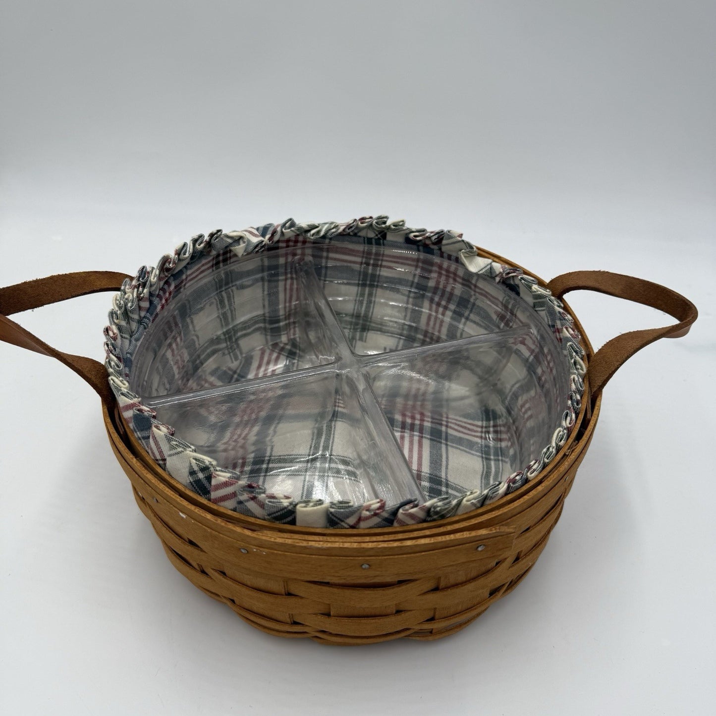 Longaberger Round Darning Basket Divided Protector Fruit Liner 1993