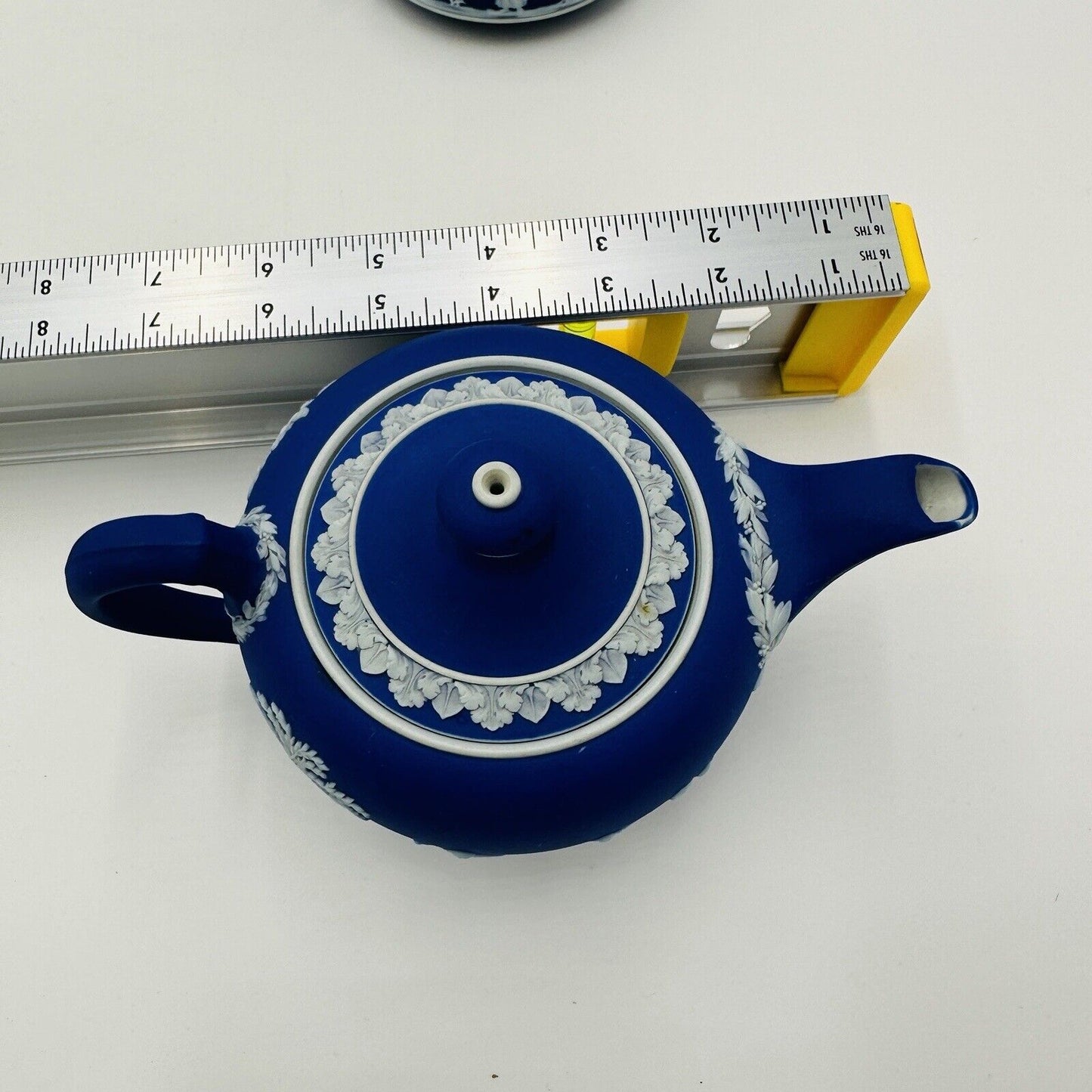 Wedgwood Teapot Sugar Bowl Pitcher Dipped Cobalt Blue #43 Set Jasperware