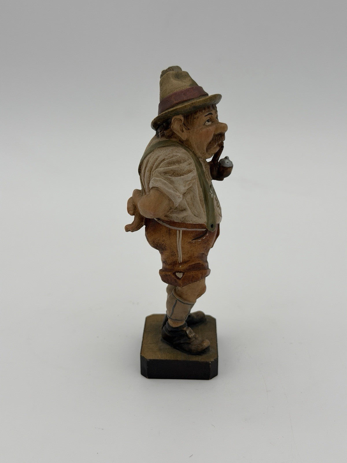 Antique Folk Art Wood Carved Smoker Figurine Swiss Old Man Hand Made Vtg 4”