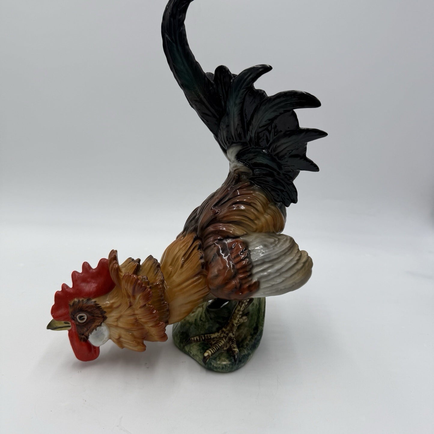 Large Algora Porcelain C.Martinu Hand Painted Rooster Figurine Spain Vintage 11"