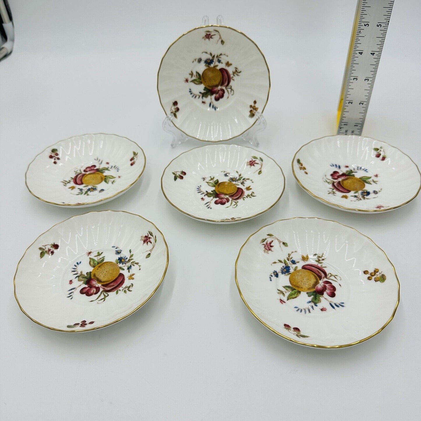 Royal Worcester Delecta Saucer Porcelain Z2819 Set Circa 1800 Lot 6 Piece Plates