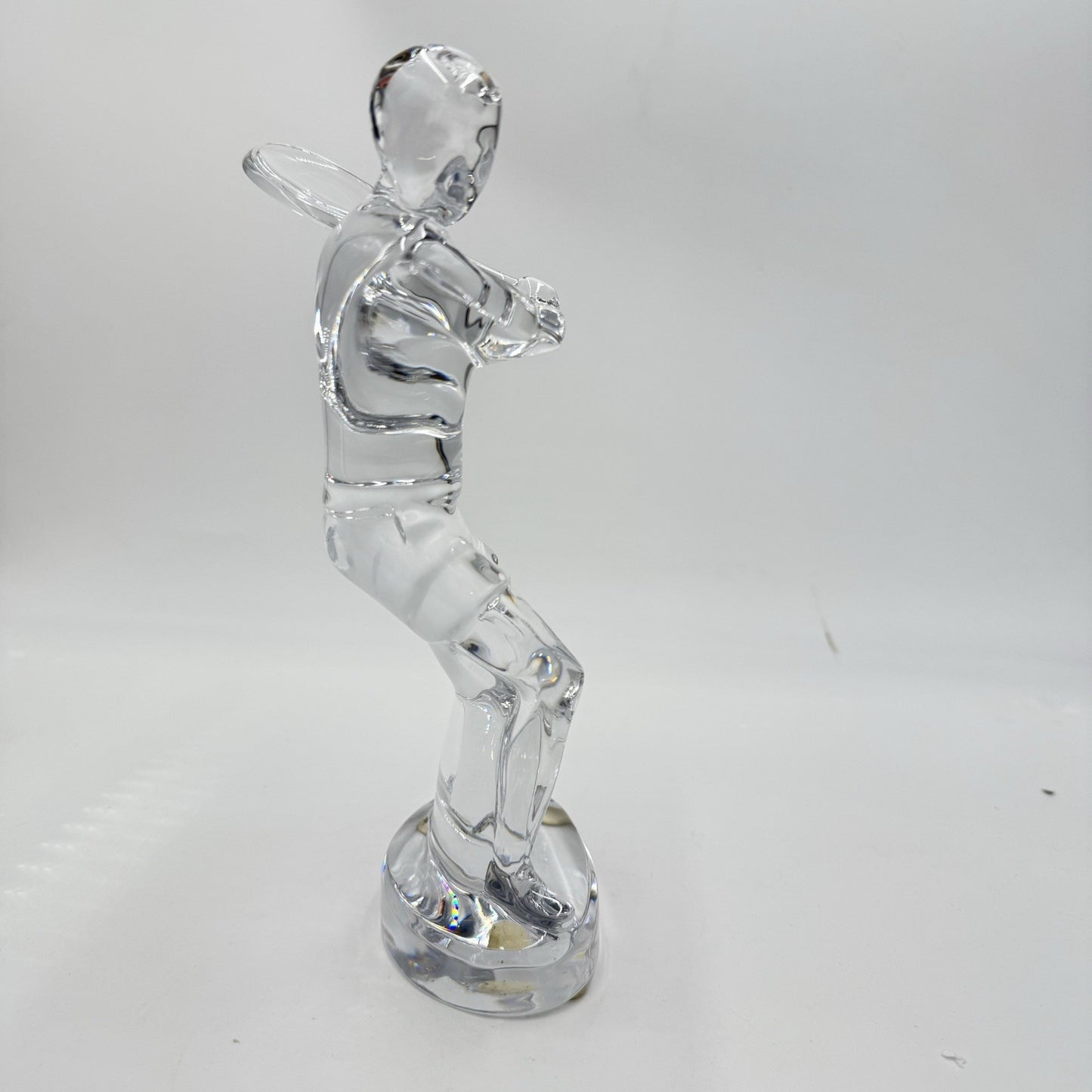 Baccarat France Crystal Tennis Player 9.5” Statue Figurine Clear Signed Vintage