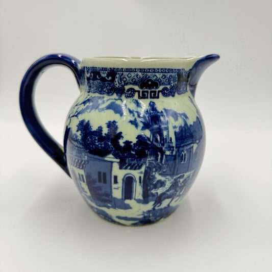 Antique Victorian Ware Ironstone Blue & White Pitcher Porcelain 1920