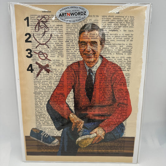 Artnwordz Mr. Rodgers Original Art Dictionary Be My Neighbor Vintage Pages Call