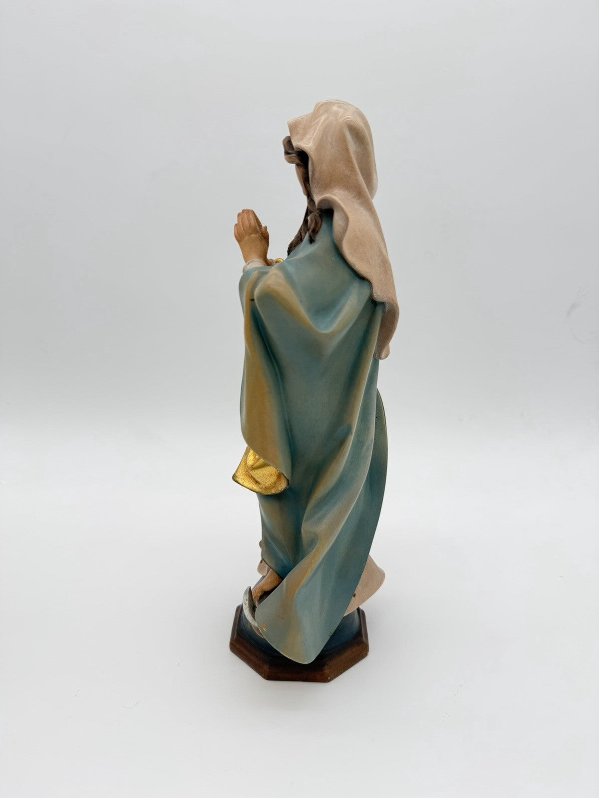 Josef Albl Folk Art Blessed Virgin Mary hand-carved wooden sculpture Germany 12”