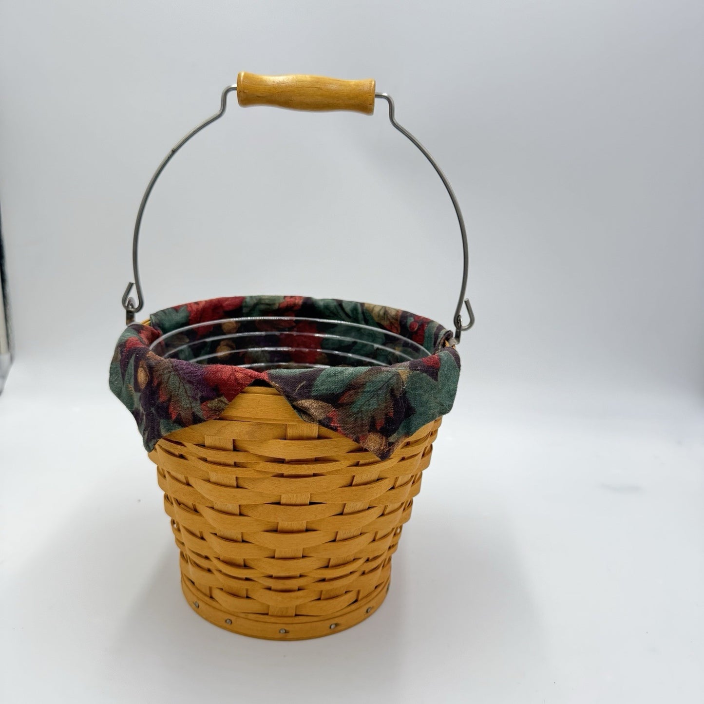 Longaberger Classic Autumn Fall Pail Basket Leaves Liner Protector Handwoven US