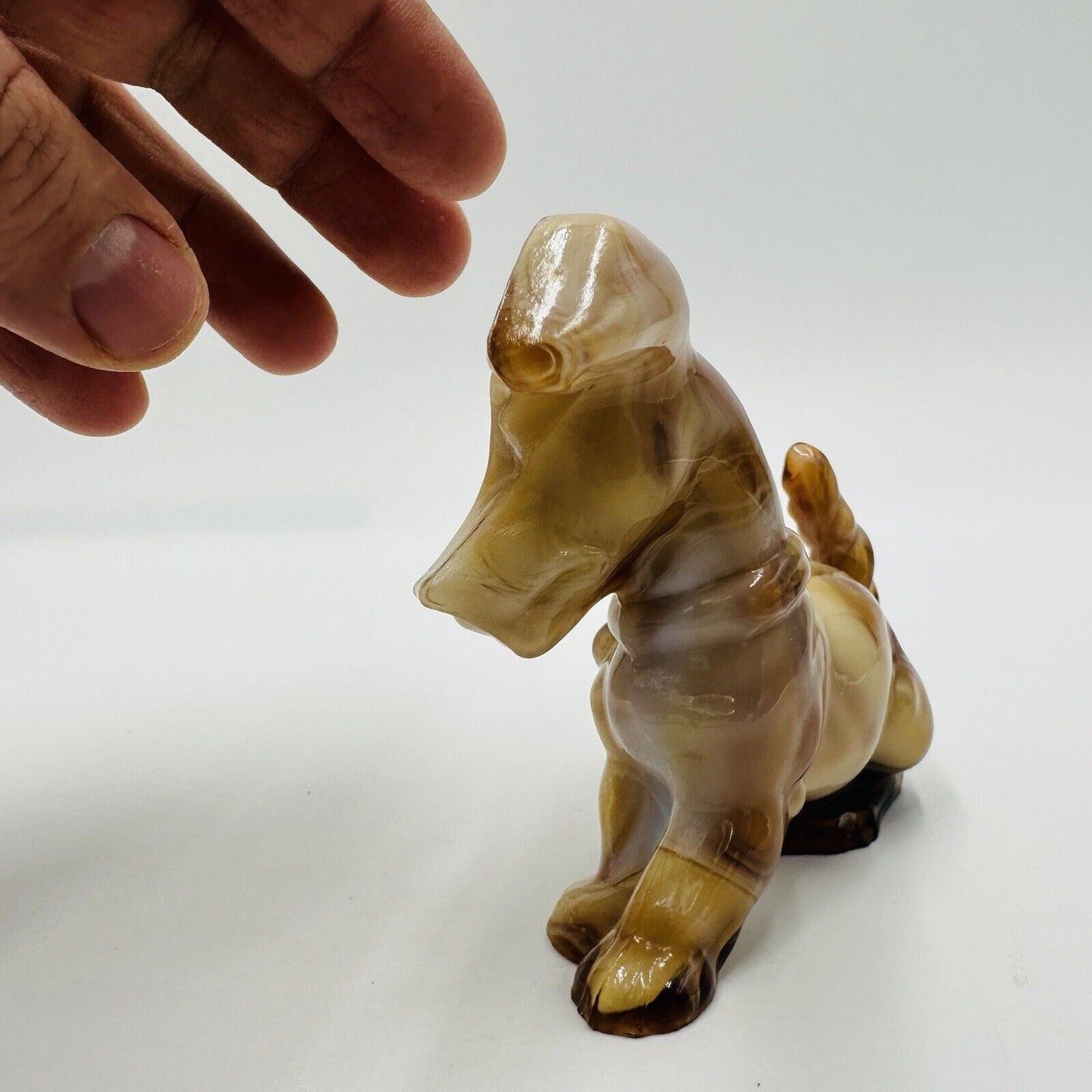 Imperial Art Glass Dog Figurine End O’day Glass Caramel Slag Collection Vintage