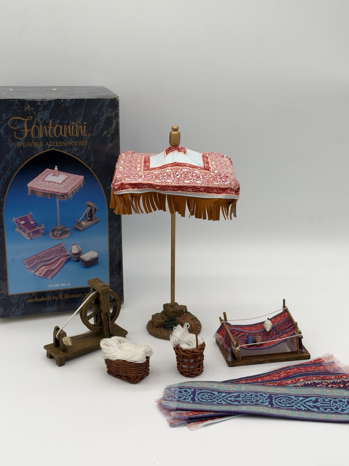 Fontanini Italy Weaving Accessory Set Figurine Nativity Village Town 6 Pcs Rare