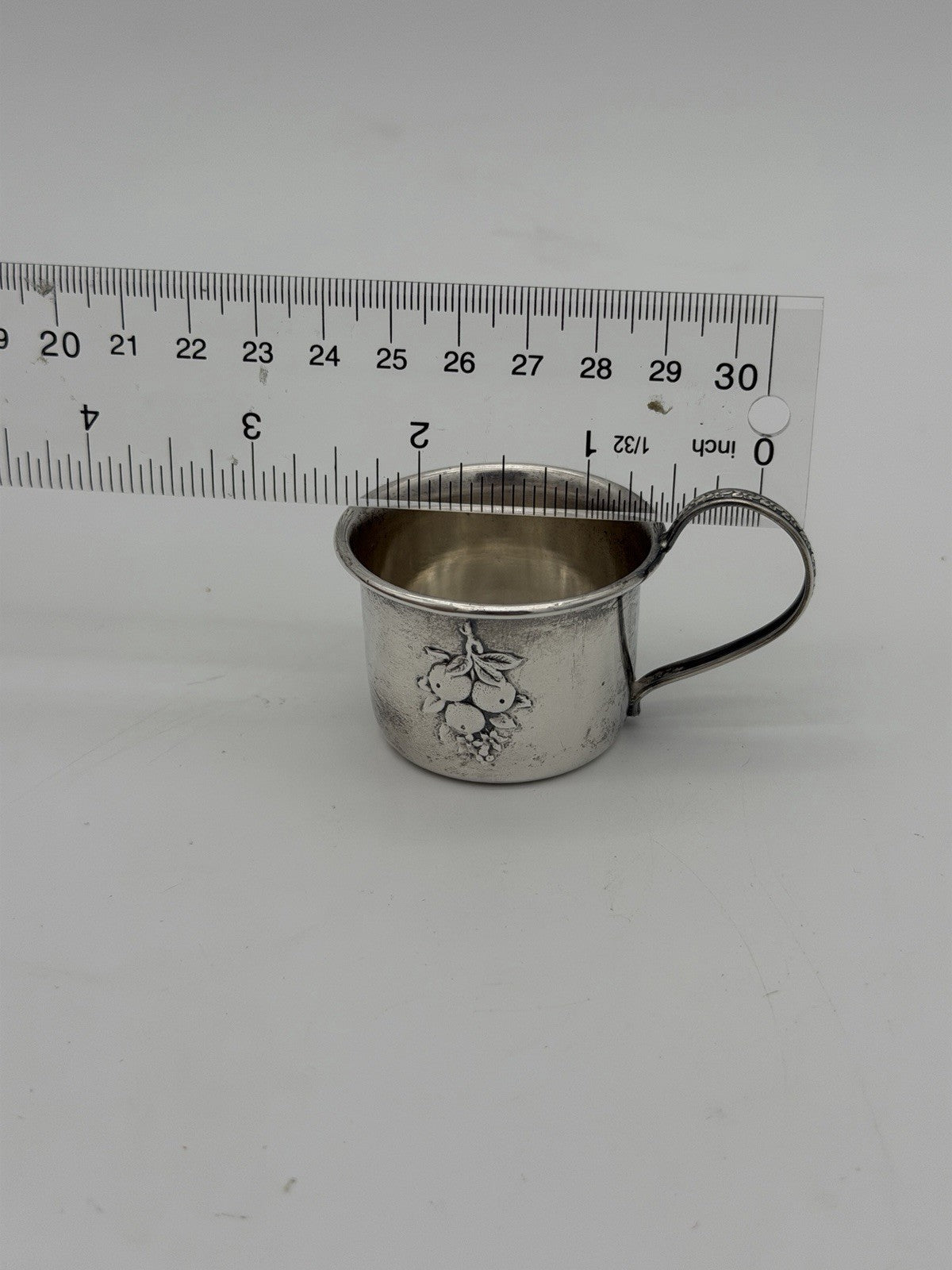 Antique Sterling Silver Webster Baby Cup Repousse Fruit Pattern 16.44 No Mono